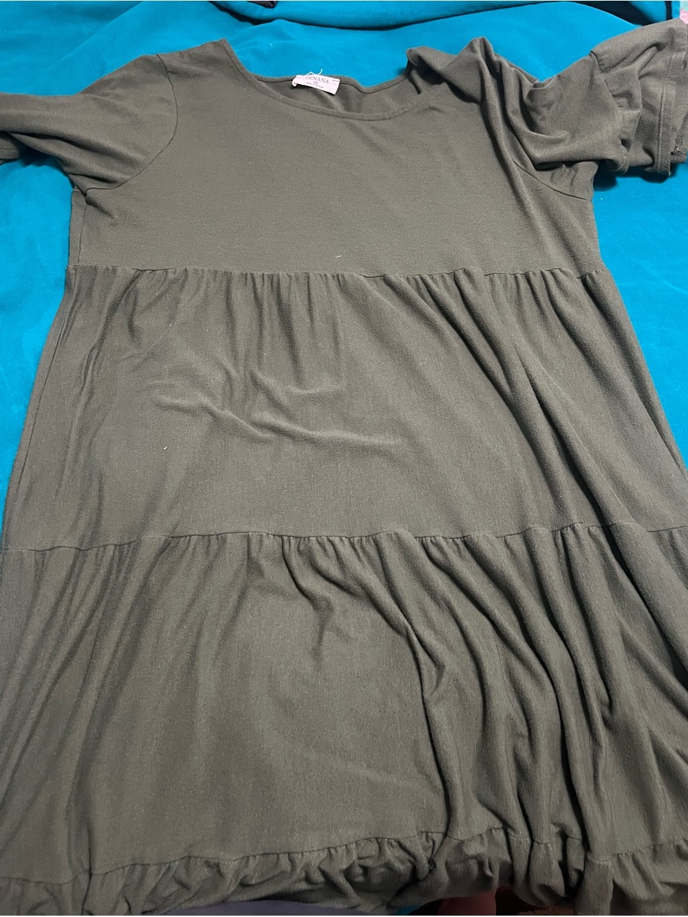 Women's Olive Tiered Short Sleeve Top